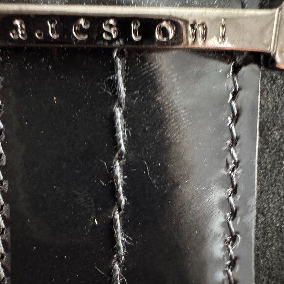 A. Testoni Suede And Patent Leather Black Shoulder Bag - Picture 7 of 15